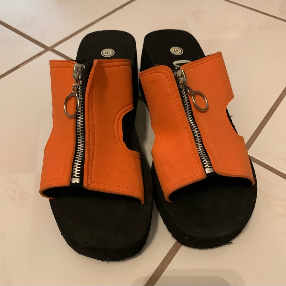 Trendy orange platform sandals